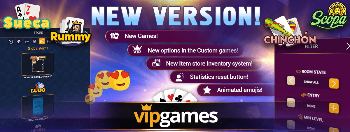 Update - Rummy, Scopa, Sueca, Chinchón, and Features | VIP Games