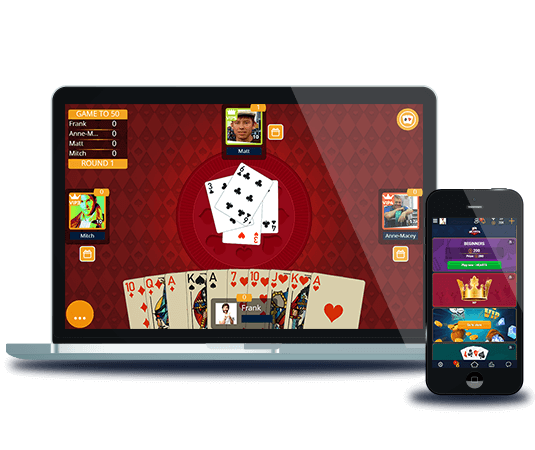 Hearts card game on mobile or web